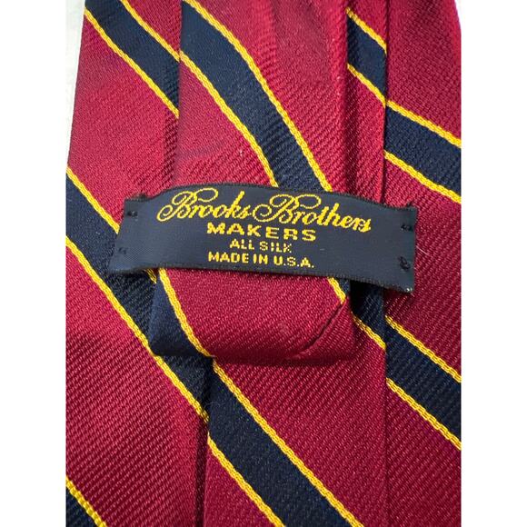 Brooks Brothers Men’s Makers Silk Striped Wide Casual Career Neck Tie Red Blue - Picture 3 of 4